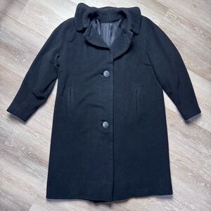 Vintage Juilliard Master Fabric 100% Cashmere Black Long Coat Jacket Size Small